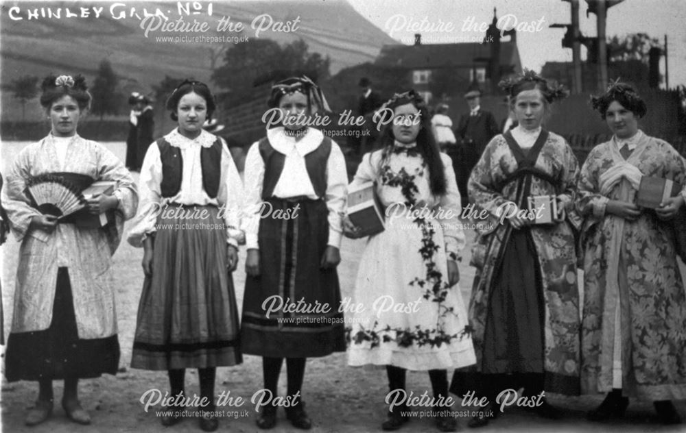 Ladies on the Bridge at Chinley Gala, Chinley, c 1900s