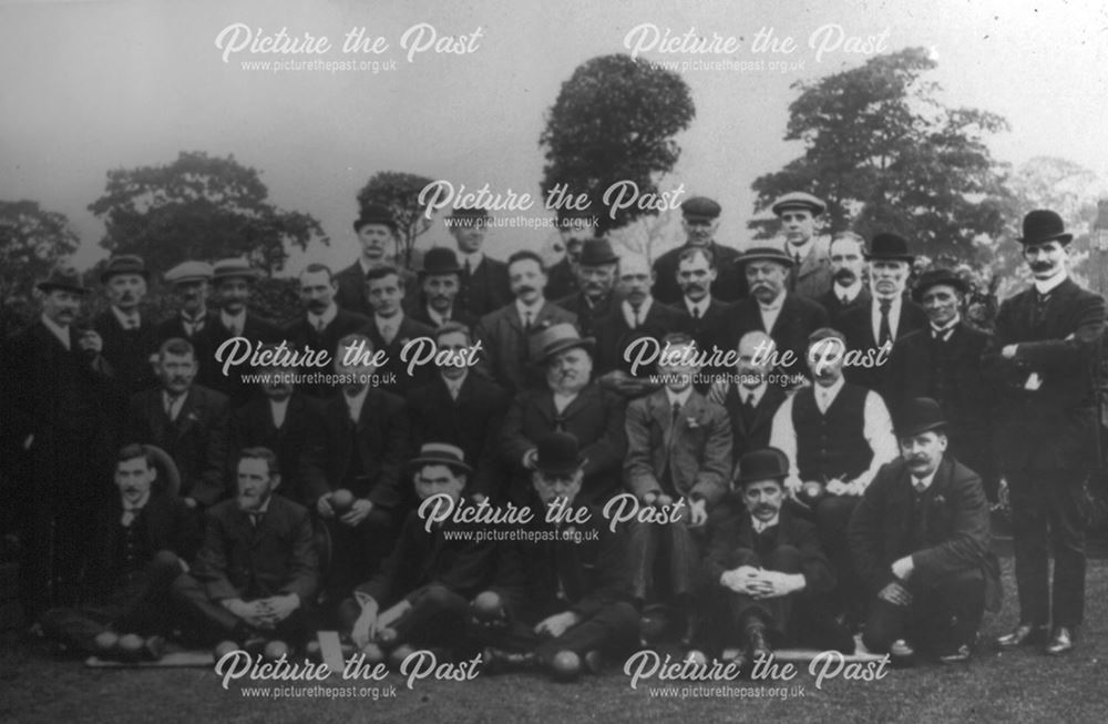 Men at the Bowling Green, Princes Hotel, Chinley, c 1900s