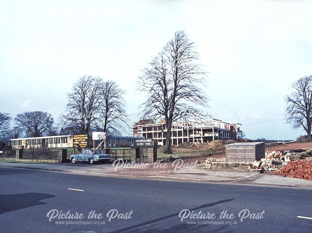 New Chesterfield Grammar School under construction, Chatsworth Road, Brookside, Chesterfield, 1966