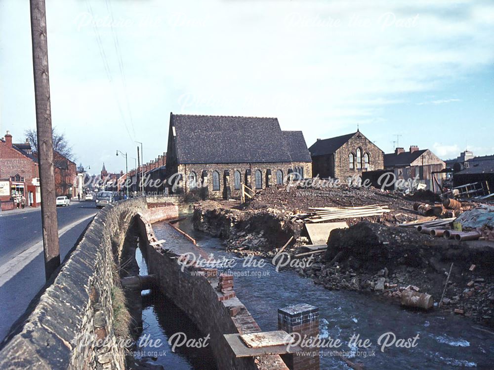 Culverting the River Hipper on Chatsworth Road, Chesterfield, 1966