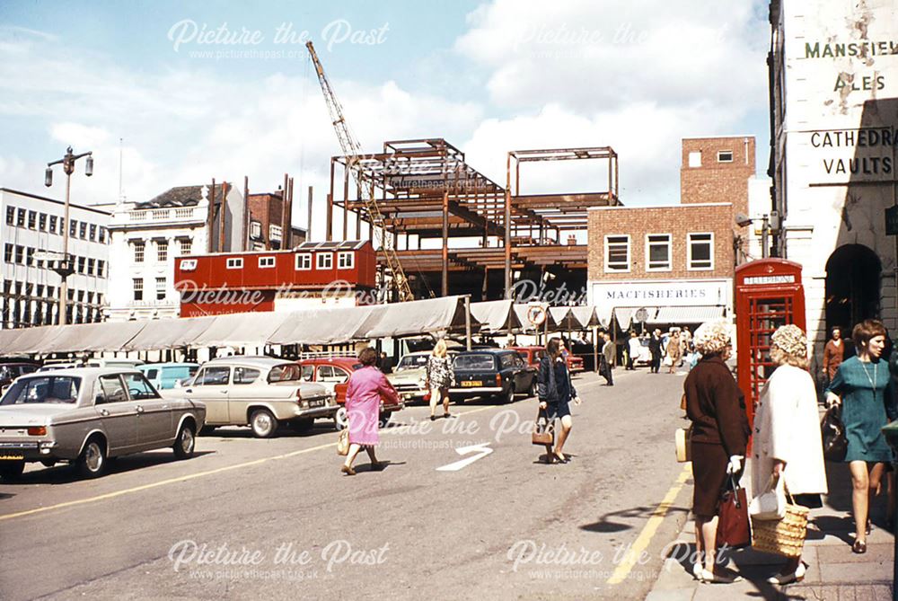 Chesterfield Market Square and construction of Marks and Spencers, 1969