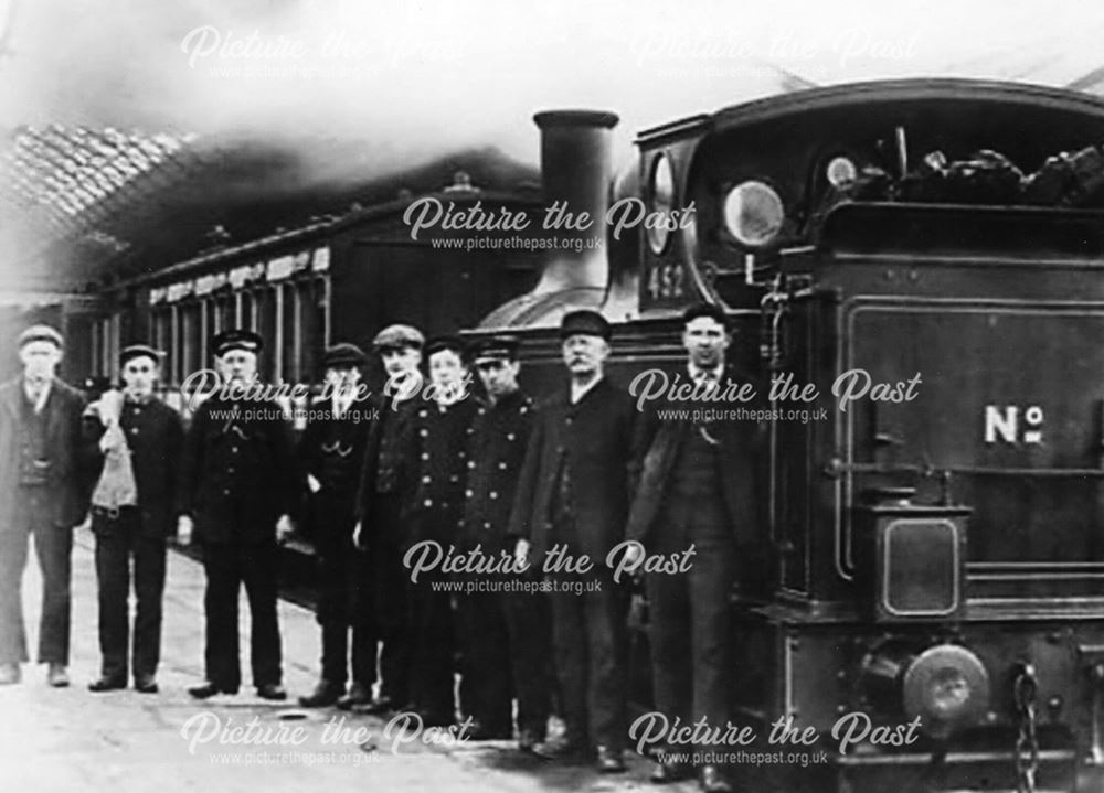 Train at station, Glossop, c 1905