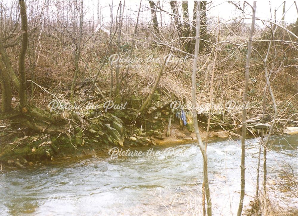 Remains of Weir for Old Mill Pond, Bottom of Whittington Hill, Old Whittington, 1994