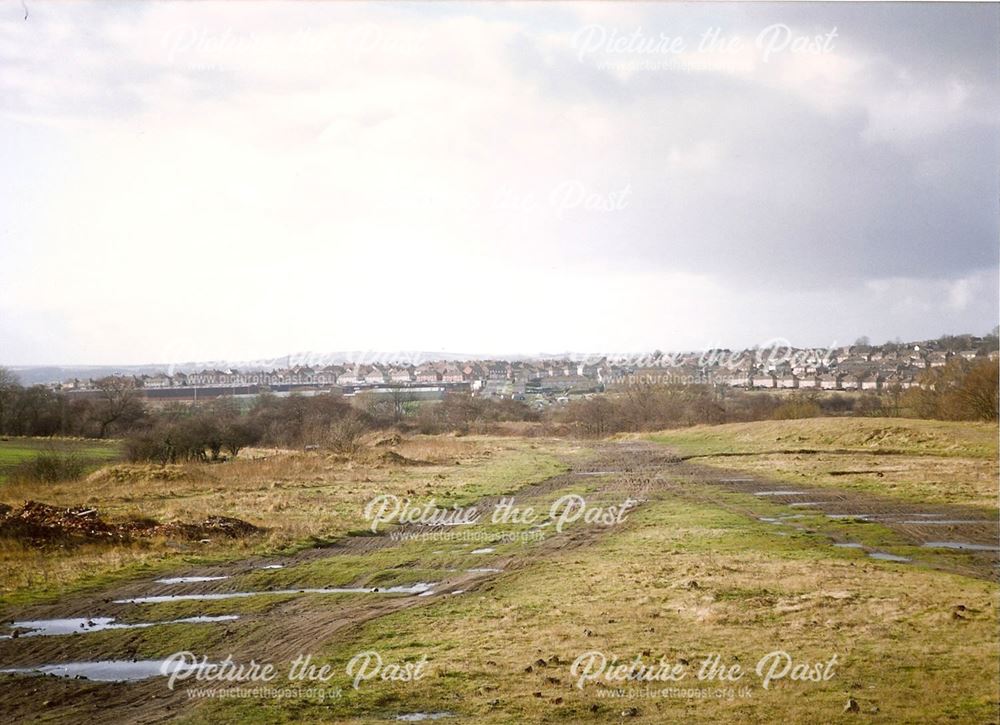 Wasteground and Old Whittington,  from nr Blue Bank Lock, Chesterfield Canal, 1994