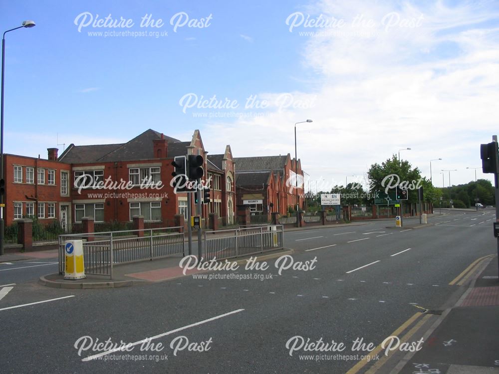 Pedestrian Crossing and Brian Donkin's Buildings, Derby Road, Chesterfield, 1995