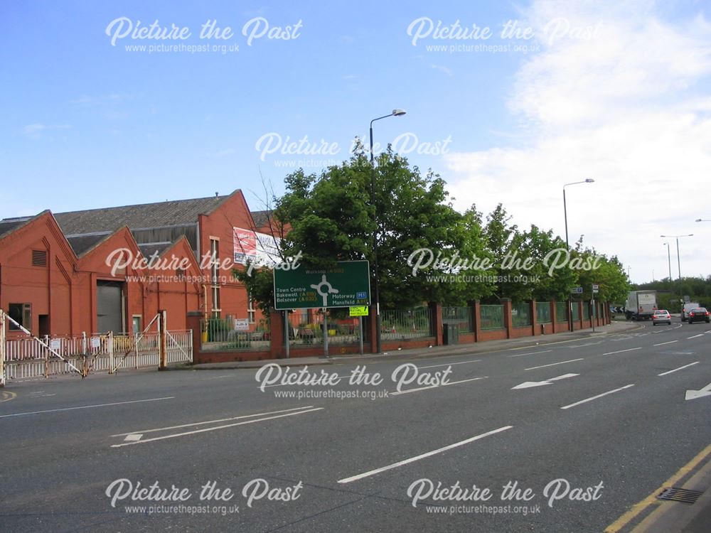 Bryan Donkin's Buildings and Approach to Donkin's Roundabout, Derby Road, Chesterfield, 1995