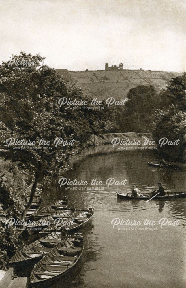 Boating on the River Derwent, Hall Leys Park, Matlock, c 1950