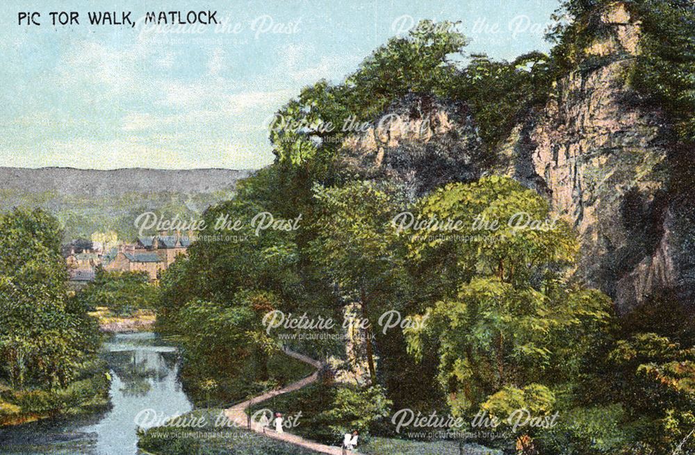 Pic Tor Promenade and the River Derwent, Matlock, c 1900