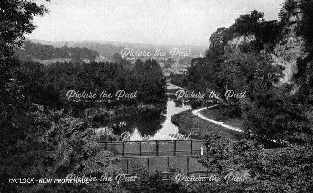 Pic Tor Promenade, Railway Bridge and the River Derwent, Matlock, c 1910