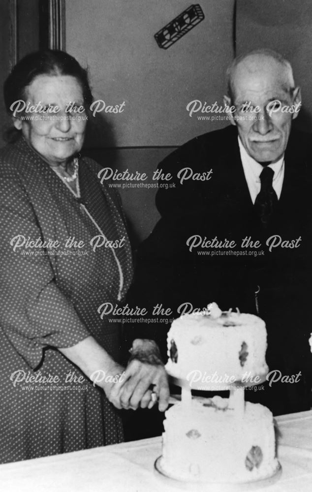 William and Elizabeth Buggins on their Golden Wedding Anniversary, Matlock, c 1975 ?