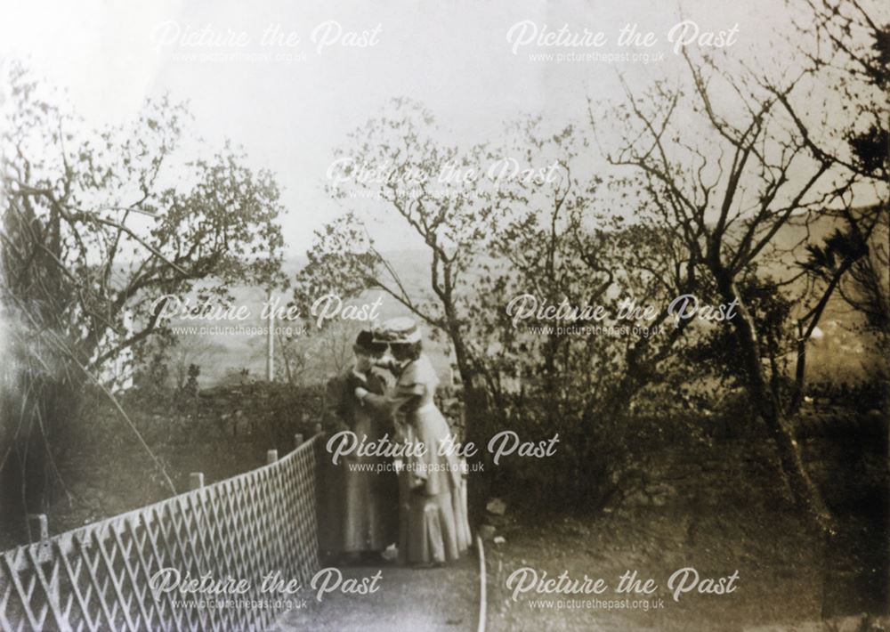 Ladies in the garden of Albert Place, Chinley, 1907