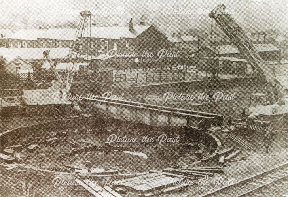 Demolition of the Turntable at Chinley Station, undated