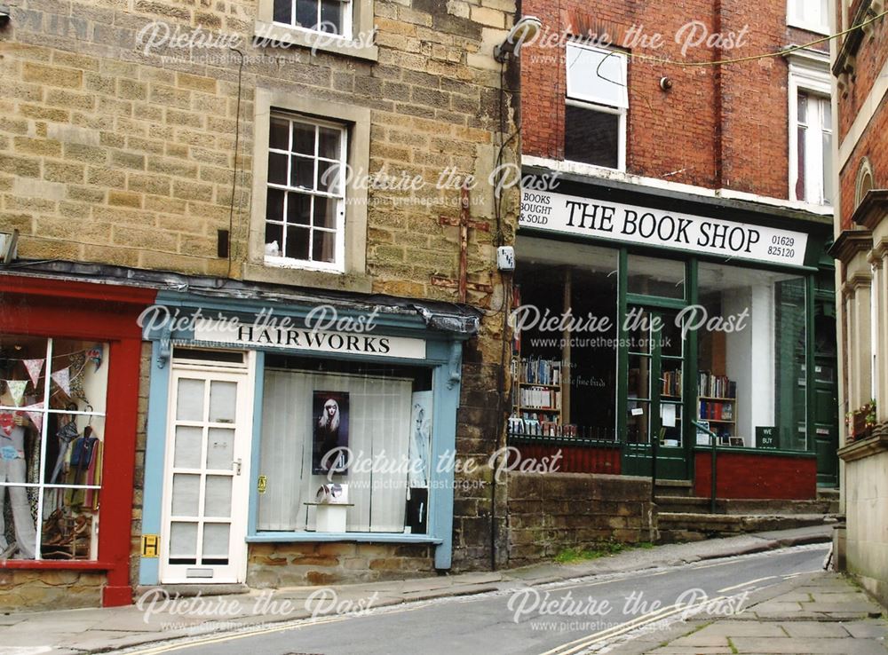 Hairdresser's and Bookshop on the Market Place, Wirksworth, 2016