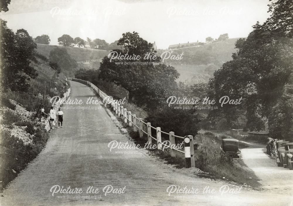 Steep hill on the road from Monsal Head to Cressbrook, Monsal Dale, c 1930s ?