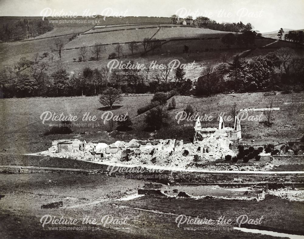 Demolition of Derwent Hall and Chapel during the construction of Ladybower Reservoir, c 1940s