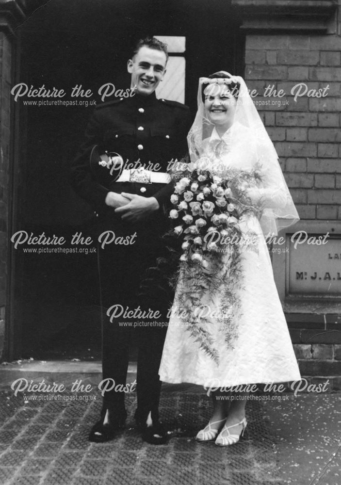 Roy and Mavis Allsopp on Their Wedding Day, Methodist Chapel, Stapleford, 1959