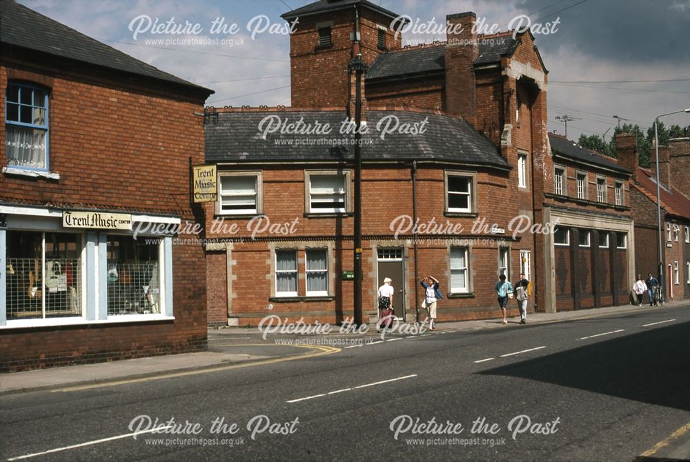 Trent Music Shop and Old Fire Station, Victoria Street/Pelham Street, Newark, 1987