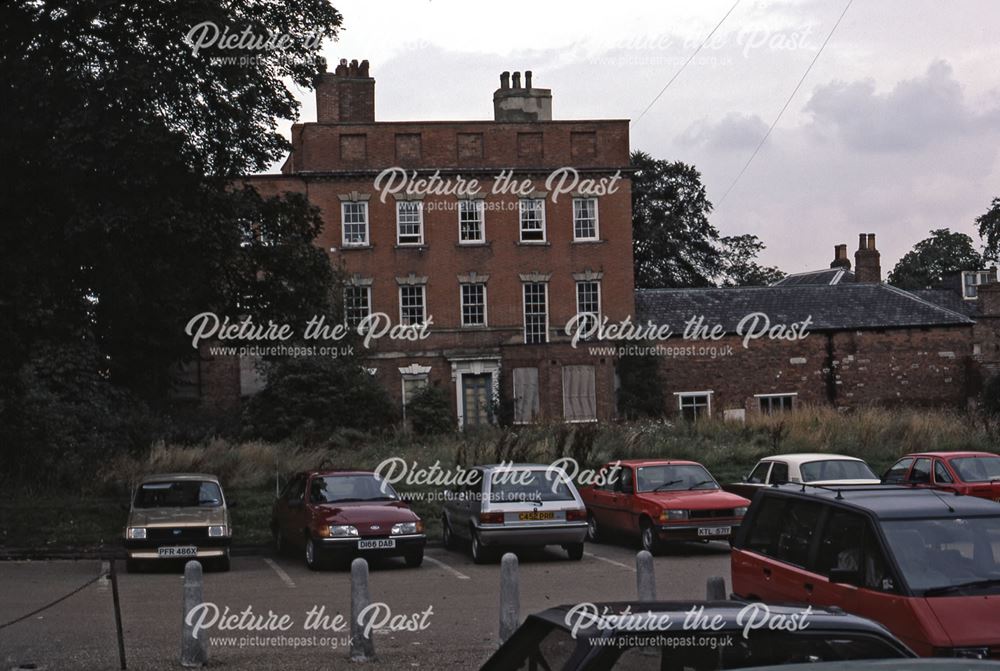 Car Park and side of North Gate House, Slaughterhouse Lane, Newark, 1987