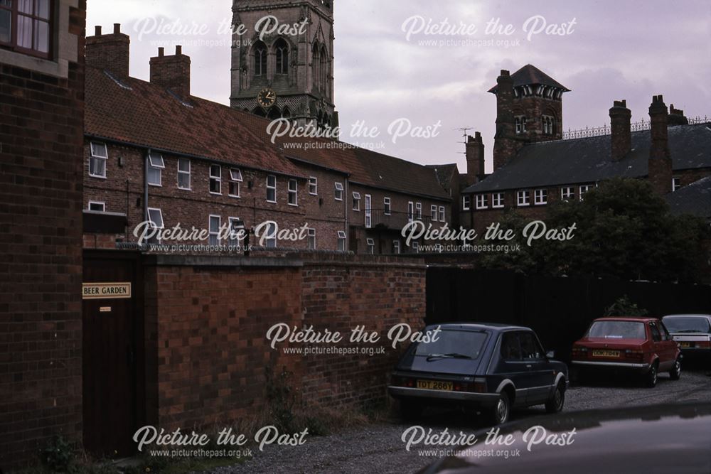 Rear of Kirk Gate Shops, Slaughterhouse Lane, Newark, 1987