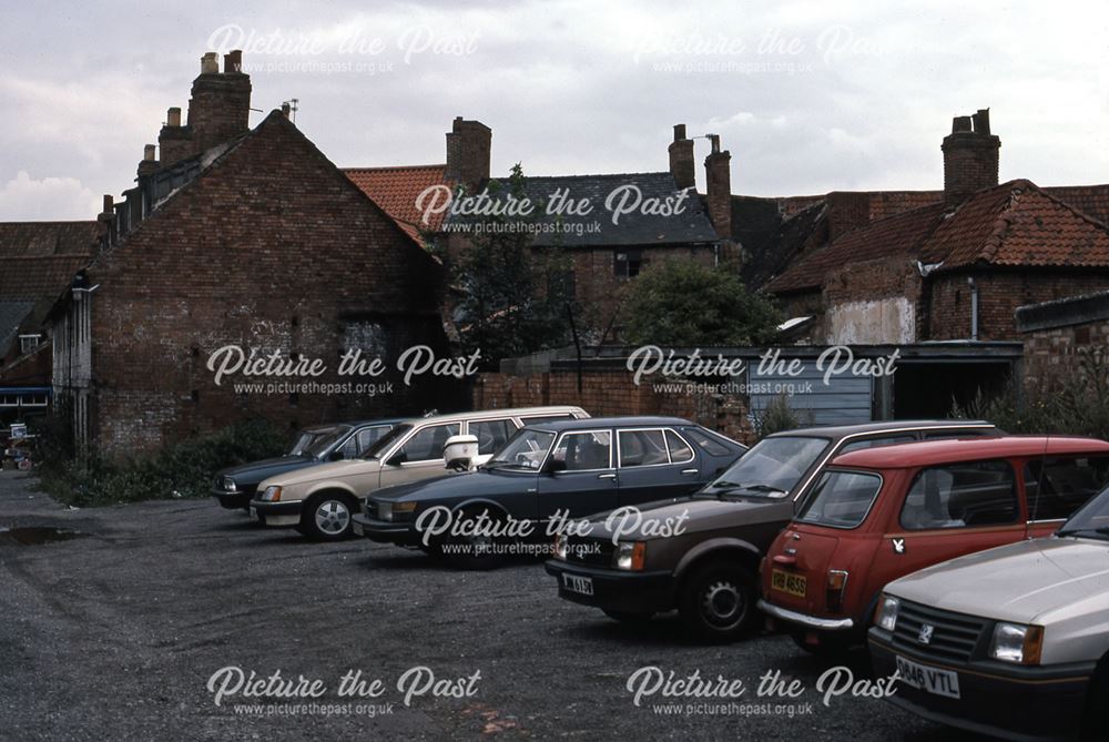 Rear of Kirk Gate Shops, Slaughterhouse Lane, Newark, 1987