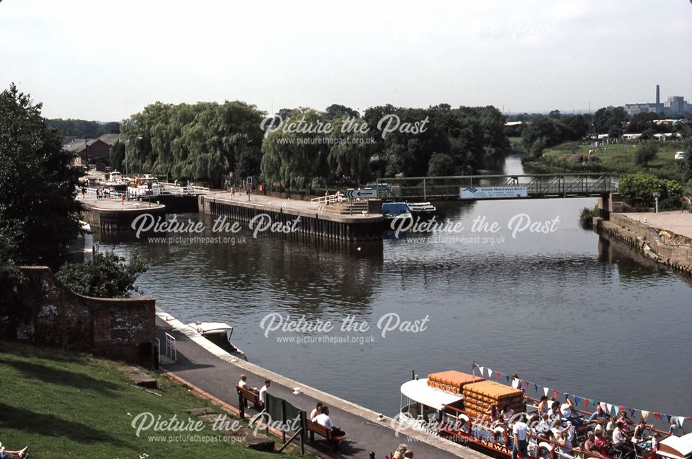 Town Locks from Castle Walls, River Trent, Newark, 1987