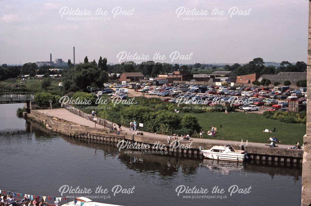 Town Locks and Tolney Lane from Castle Walls, River Trent, Newark, 1987