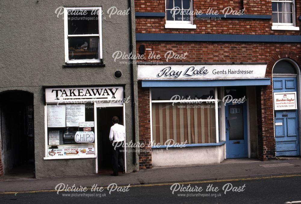 Food Take Away and Barbers, Lombard Street, Newark, 1987