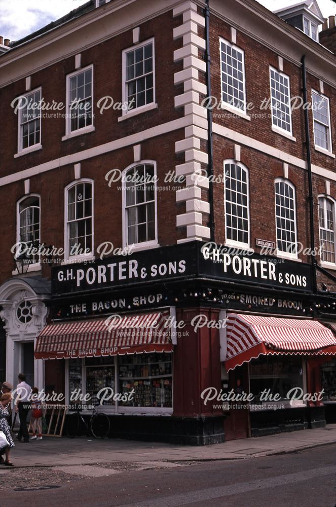 Porter and Sons Bacon Shop, Market Place, Newark, 1987