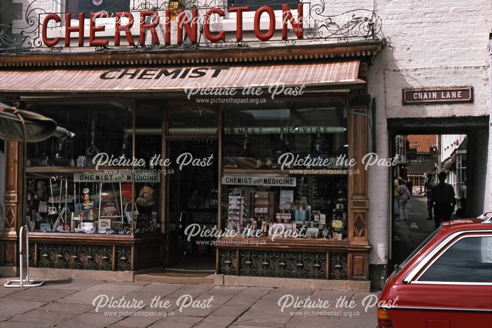 Cherringtons Chemist, Market Place, Newark, 1987