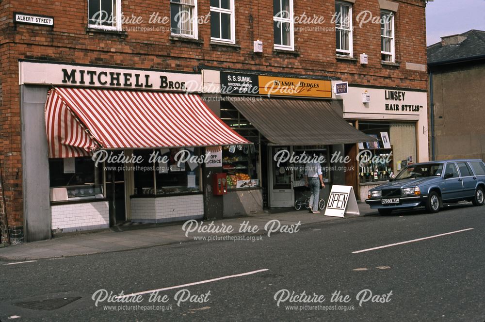 Butcher's, General Stores and Hairdresser's, Albert Street, Newark, 1987