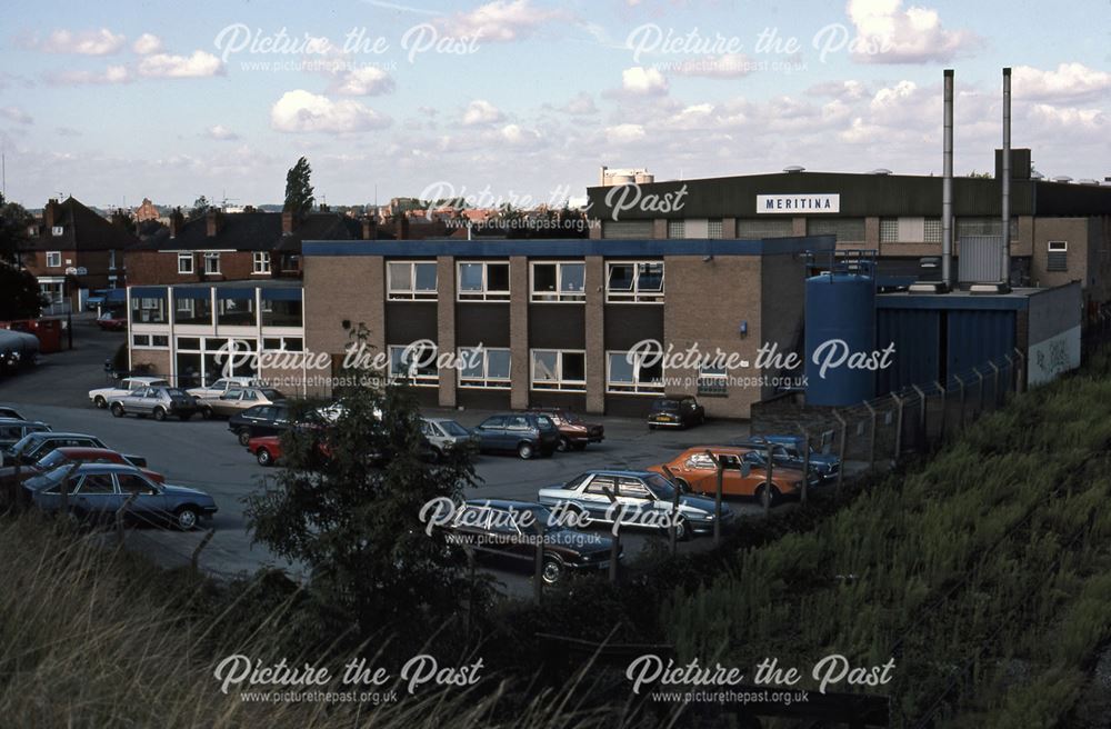 Railway Bridge and Meritina's Factory, Beacon Hill Road, Newark, 1987