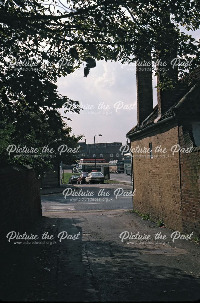 Looking out of Lane onto Lombard Street, Newark, 1987