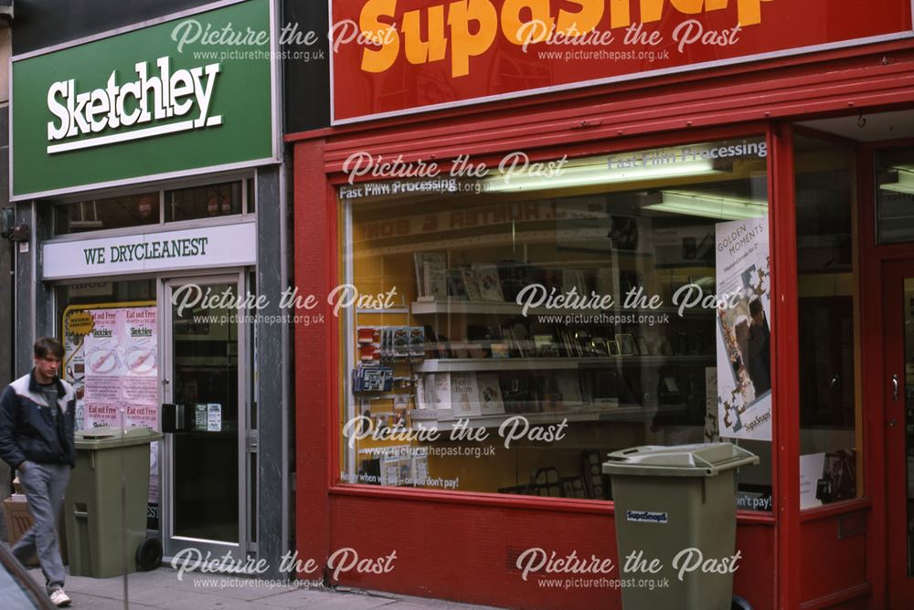 Super Snaps and Sketchely Dry Cleaners, Stodman Street, Newark, 1987