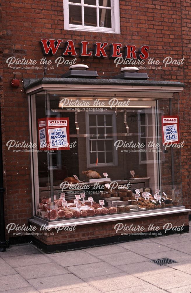 Walkers Butchers, Clinton Arms Courtyard, Market Place, Newark, 1987