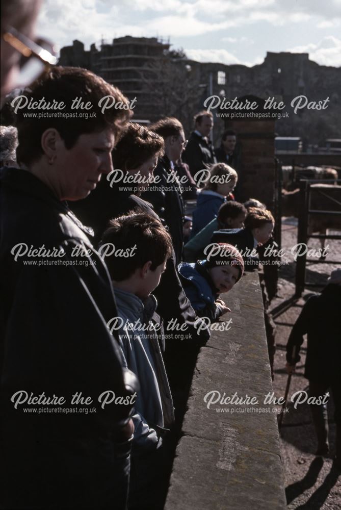 Onlookers from Wall, Adjacent to Great North Road, Cattle Market, Tolney Lane, Newark, 1990