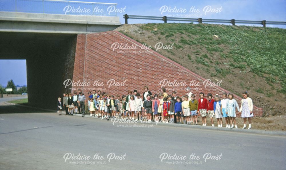 Pupils from North Muskham School Awaiting Official Opening of New A1, North Muskham, 1964