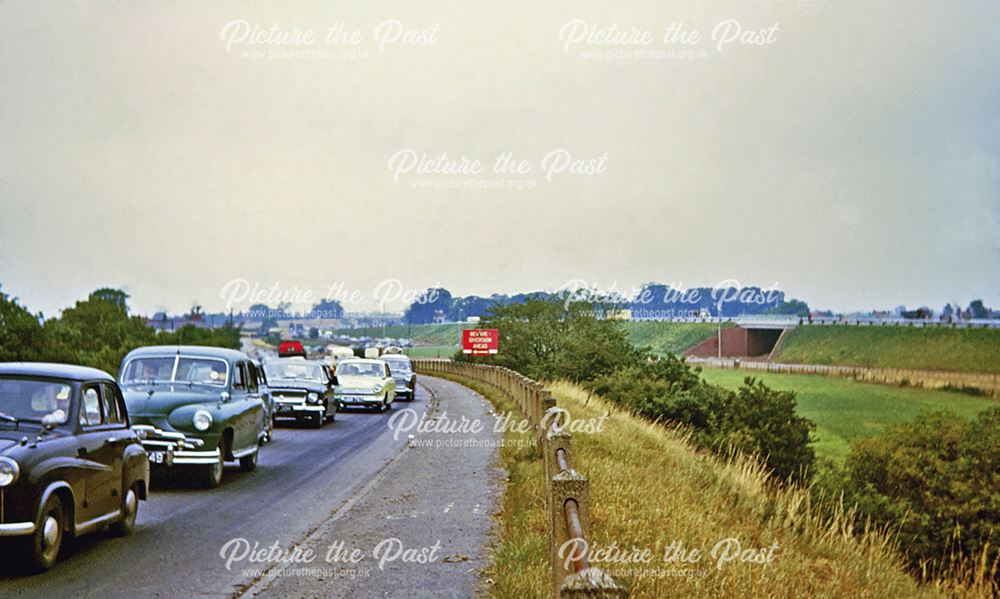 Queues of Traffic on the Great North Road, North Muskham, 1964