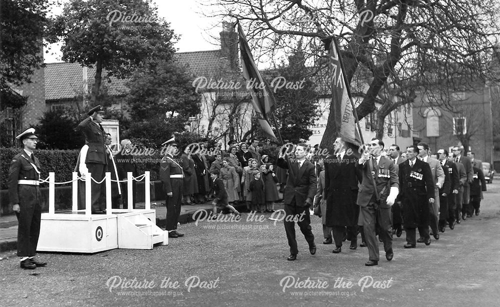 Remembrance Sunday Royal British Legion Parade, Market Place, Bingham, 1957