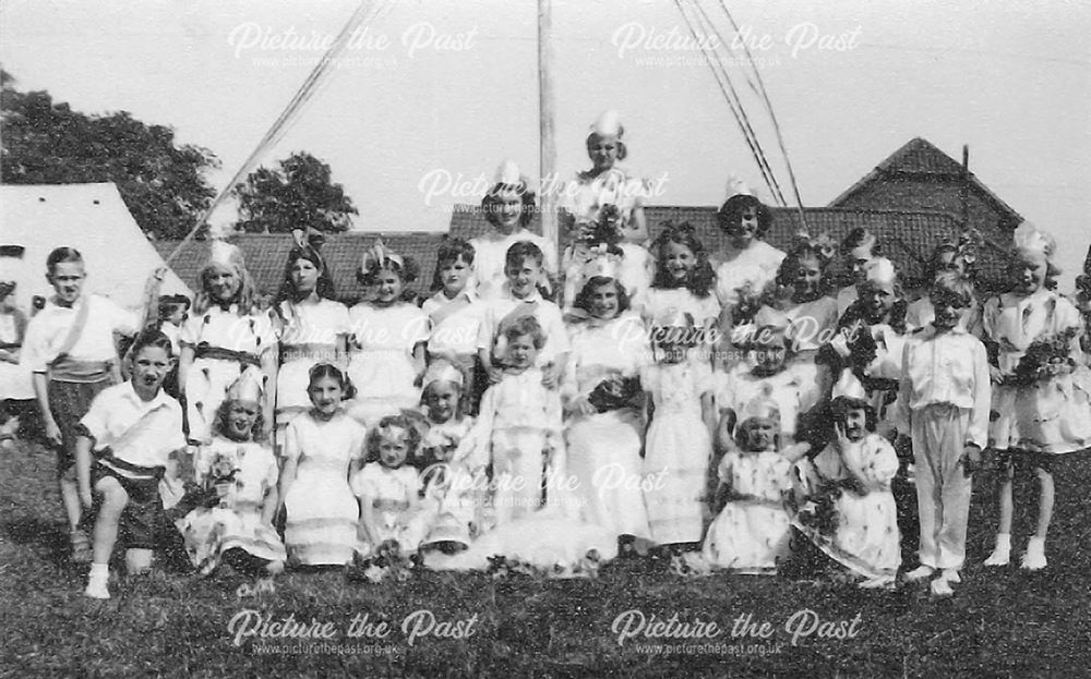 Children's Maypole Celebration for Coronation Year, Warner's Field, Bingham, 1953