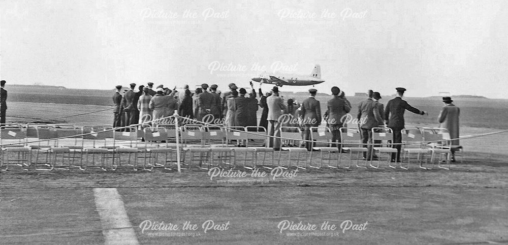 Crowd Wave Farewell to Queen Elizabeth, Whatton Airfield, c 1955