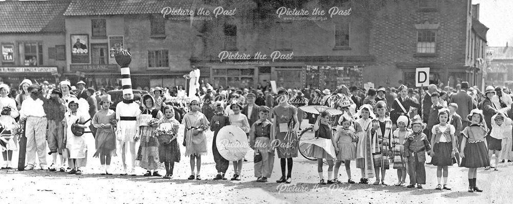 Celebration of George V Silver Jubilee Children's Fancy Dress Parade, Market Place, Bingham, 1935