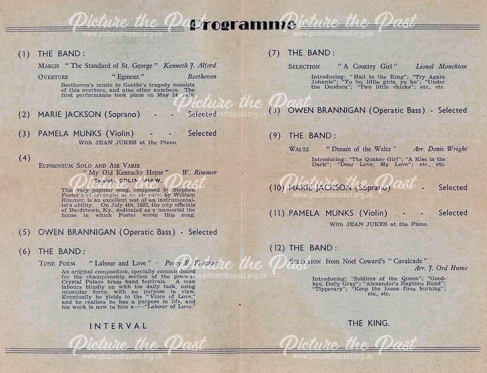 Black Diamonds Band Creswell Disaster Fund Concert Programme, 1950