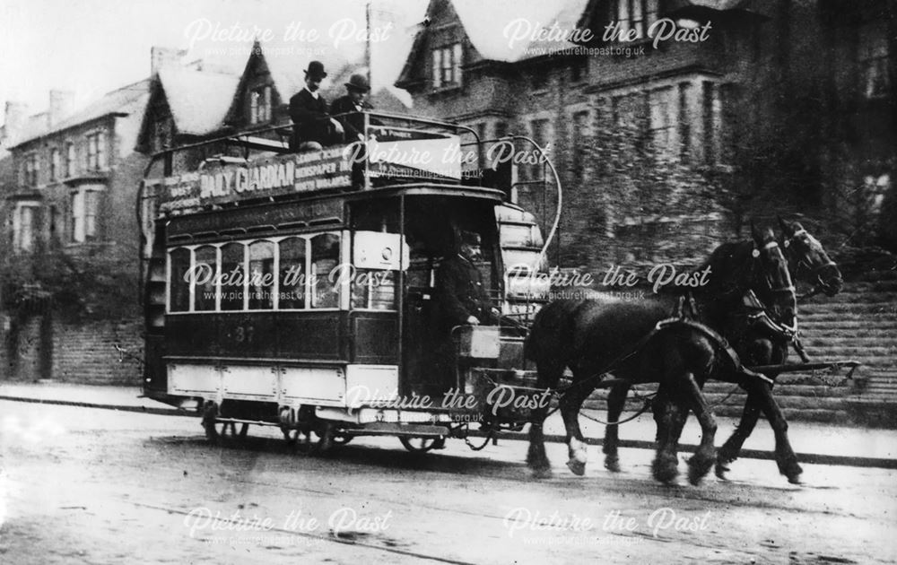 Horse tram on Mansfield Road, Sherwood, Nottingham, c 1900