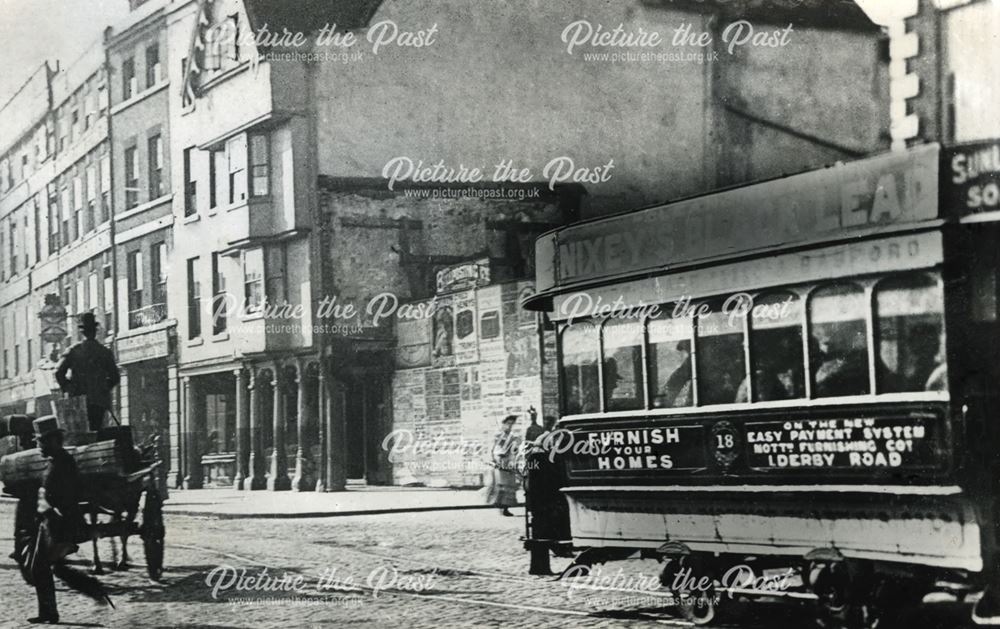 Horse tram on Long Row, Nottingham, c 1895 ?