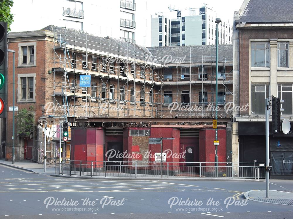 Demolition of former Woolworths' store at junction of Hockley and Cranbrook Street, Nottingham, 2013