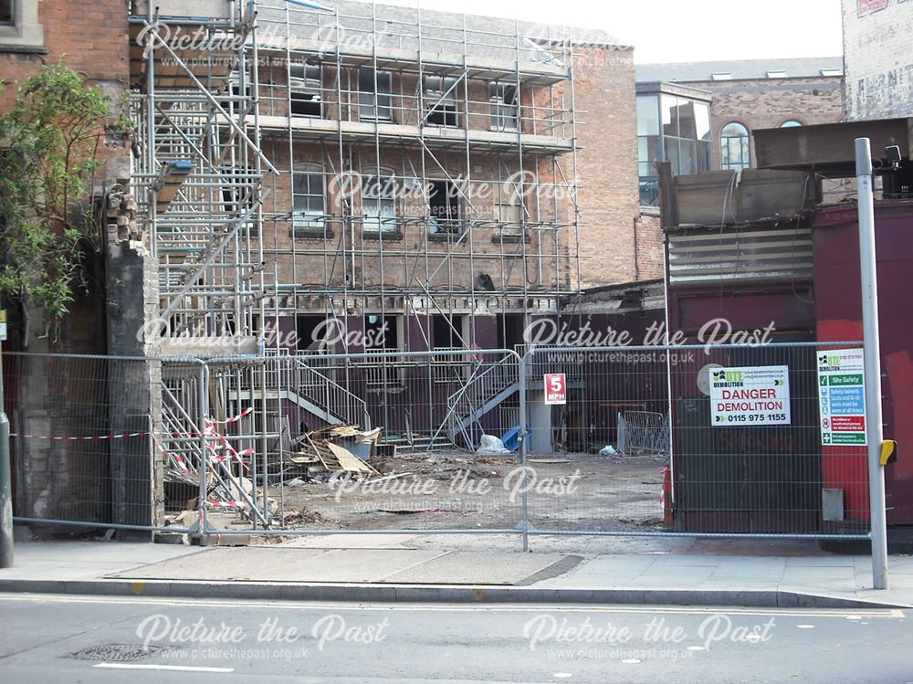 Demolition of former Woolworths' store at junction of Hockley and Cranbrook Street, Nottingham, 2013