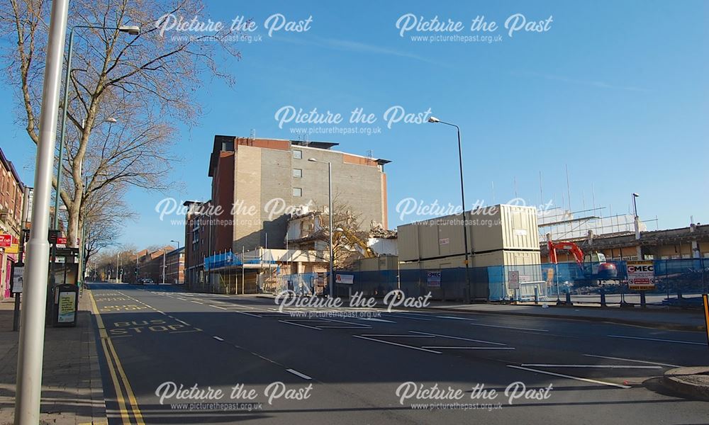 The demolition of York House on Mansfield Road, Nottingham, 2015