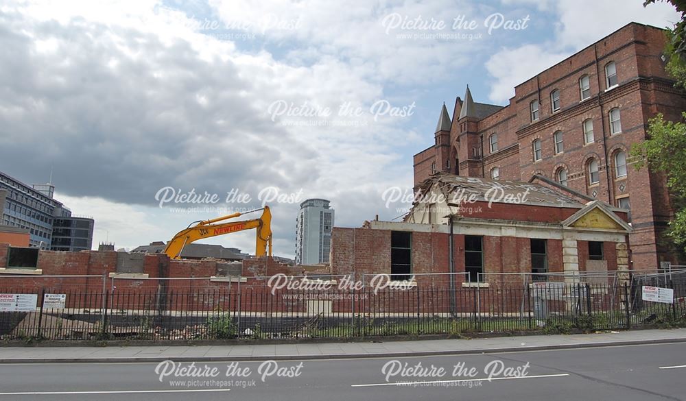 Demolition of former public wash house on Bath Street, Nottingham, 2013