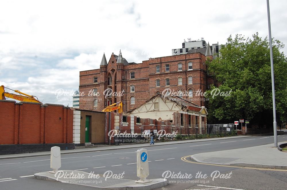 Demolition of former public wash house on Bath Street, Nottingham, 2013