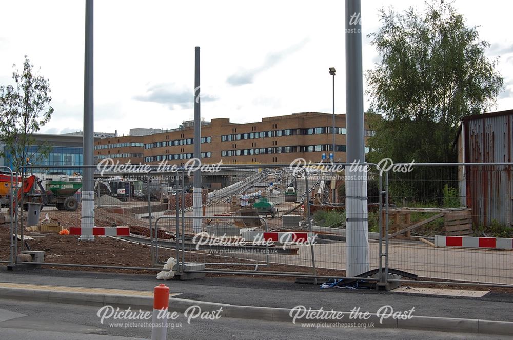 Construction of the tram flyover through the grounds of the QueenÆs Medical Centre, Nottingham, 2014